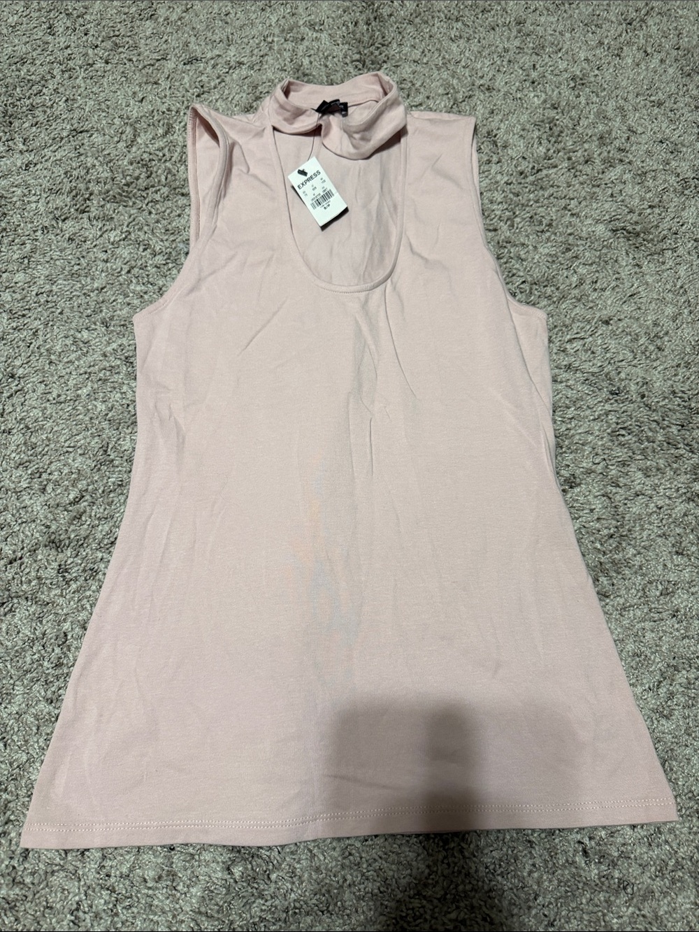 Express Light Pink Sleeveless Mock Neck Tank